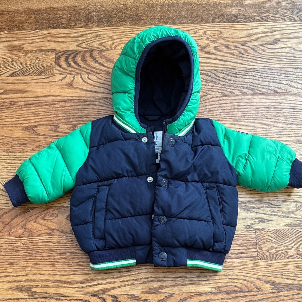 Green and Blue Puffer Jacket 3-6mo